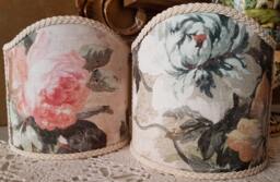 Pair Of Clip-On Shield Shades Rubelli Printed Fabric Spring Violetta Pattern Mini Lampshade - Made in Italy - thumbnail 1