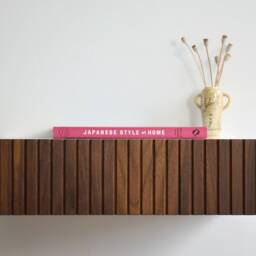 Minimalist Fluted Nightstand With Walnut Drawer - thumbnail 3