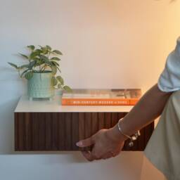 Minimalist Fluted Nightstand With Walnut Drawer - thumbnail 2