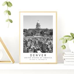 Denver Skyline Print Minimalist Black & White Travel Art - thumbnail 3