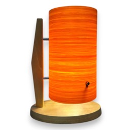 Handmade Mid Century Modern Nebula Rocket Lamp Teak & Tangerine Fiberglass - thumbnail 1