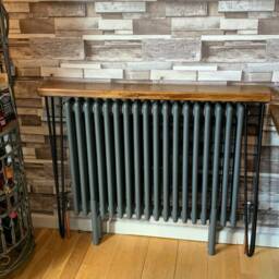 Buttermere Rustic Console Table With 86 cm Hairpin Legs - Radiator Cover Made From Solid Wood, Bookshelf, Shelve - thumbnail 2