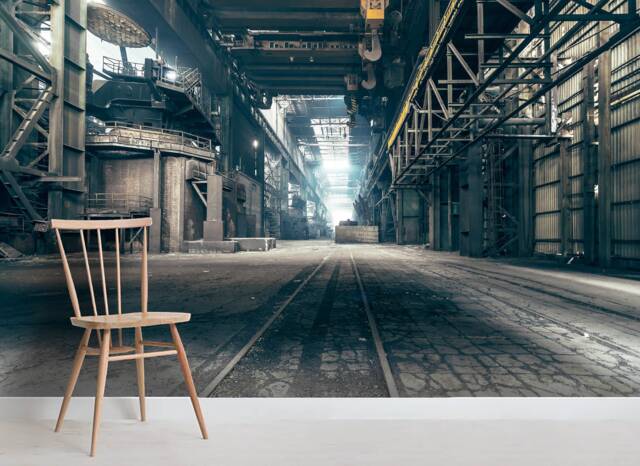 Abandoned Factory Wallpaper Mural, Industrial Wall Decor, Peel & Stick - image 1
