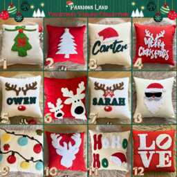 Embroidered Santa Claus Pillow, Punch Needle Christmas Cushion - thumbnail 2