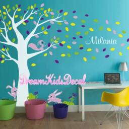 Nursery Wall Decals, Wall Stickers-Tree With Bunny - thumbnail 2
