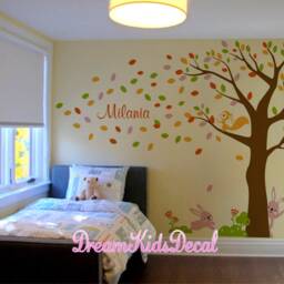 Nursery Wall Decals, Wall Stickers-Tree With Bunny - thumbnail 3
