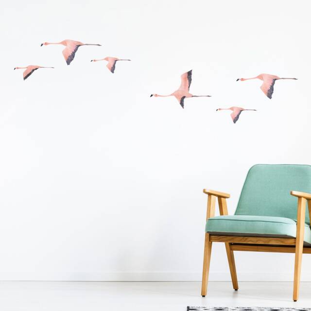 Flying Flamingo Wall Decals, Plastic-Free Jungle Kids Room Wall Stickers - image 1