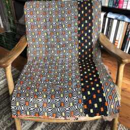Sale Kantha Throw - Orange & Black Design On Beige Reverse Leaf Unique/One Of A Kind/Vintage - thumbnail 3