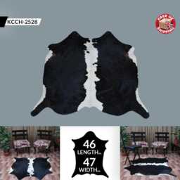 statement Large Cowhide Accent - Premium Black & White Hair-On Leather Rug - thumbnail 2