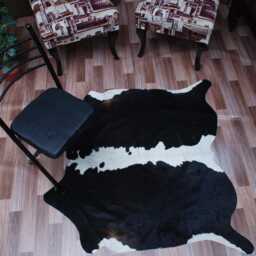 statement Large Cowhide Accent - Premium Black & White Hair-On Leather Rug - thumbnail 4