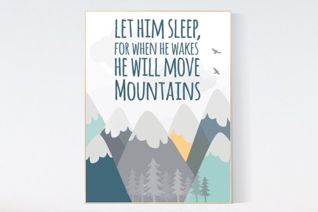 Mountains Nursery Decor Boy Adventure Woodland Wall Art Print - image 1