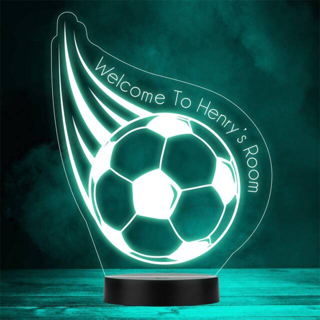 Boys Football Flying Personalised Gift Colour Changing Led Lamp Night Light - image 1