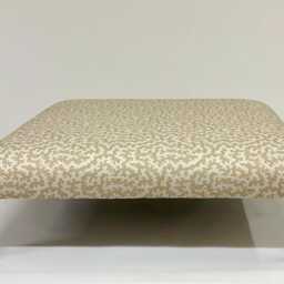 Large Upholstered Footstool in Beige & White Fabric Coffee Table Patterned Large Footstool. Ottoman On Castor Legs - thumbnail 3
