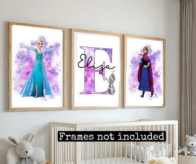 Frozen Prints- Princess Prints -Girls Bedroom Girls Room- Personalised - Character Decor - image 1