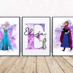 Frozen Prints- Princess Prints -Girls Bedroom Girls Room- Personalised - Character Decor - thumbnail 2