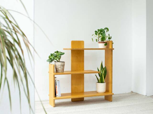 Wooden Shelving Unit, Wood Plant Stand, Minimalist Bookcase, Modern Display Stand - image 1