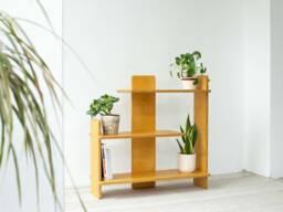 Wooden Shelving Unit, Wood Plant Stand, Minimalist Bookcase, Modern Display Stand - thumbnail 1
