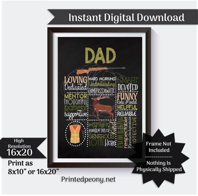 Dad Wall Art Hunter Gift For Hunting Father's Day Subway Printable Instant Download - image 1