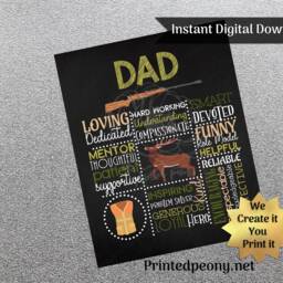 Dad Wall Art Hunter Gift For Hunting Father's Day Subway Printable Instant Download - thumbnail 2