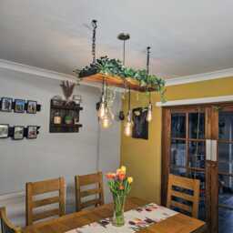 Rustic Wooden Beam Chandelier - Industrial Ceiling Light For Kitchen Island & Dining Table - thumbnail 3
