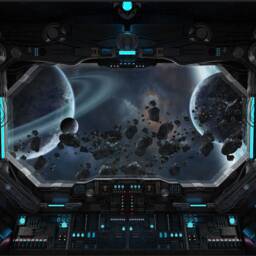 Spaceship Cockpit Outer Space View From Window Wall Self Adhesive Sticker Decal Print Graphic Design Poster 1M/1.5M Wide - thumbnail 2