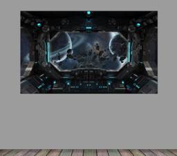 Spaceship Cockpit Outer Space View From Window Wall Self Adhesive Sticker Decal Print Graphic Design Poster 1M/1.5M Wide - thumbnail 1