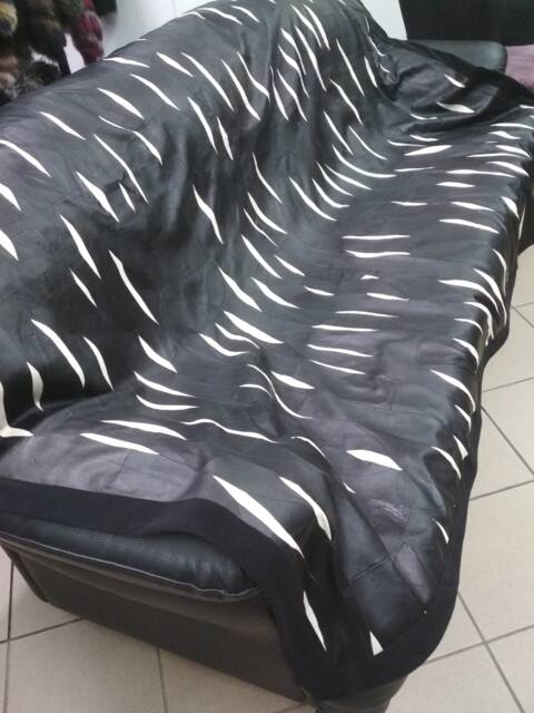 Leather Blanket, Black & White Sofa Throw Cover, Couch Throws - image 1