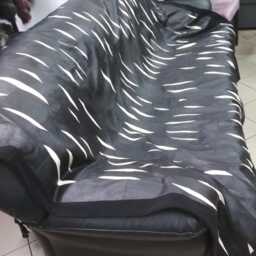 Leather Blanket, Black & White Sofa Throw Cover, Couch Throws - thumbnail 3