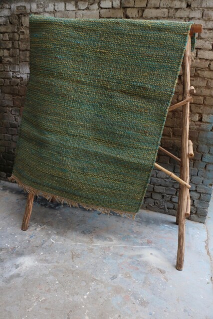 Handmade Jute Hemp Rug, Traditional Indian Dhurrie, 4'x6' - image 1