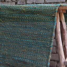 Handmade Jute Hemp Rug, Traditional Indian Dhurrie, 4'x6' - thumbnail 4