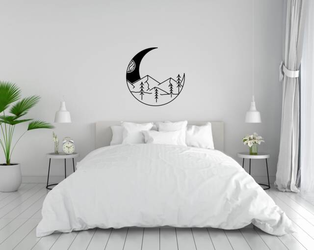 Moon Wall Decal - Wanderlust Home Decor Mountain Camping Mowall Art Thevinylcreations Bedroom Stickers - image 1