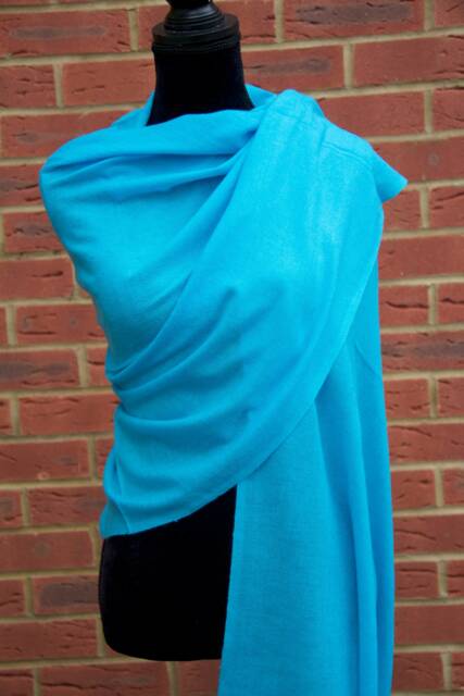 Turquoise Shawl Wrap Scarf Handmade Soft Warm Blanket Oversized Scarves Himalayas Travel - image 1