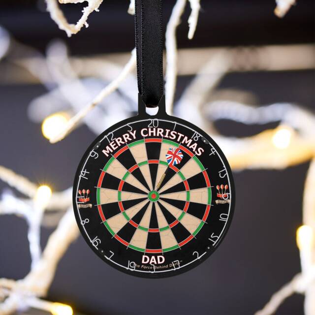 Personalised Dart Board Christmas Decoration, Personalized Ornament Gift, Darts Bauble, Tree Decs, Custom Xmas Decoration Gift, Gift For Him - image 1