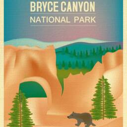 Bryce Canyon National Park Poster, Art, Vertical Utah Print, Skyline, Art Gift, - Style Code E8-O-Bry - thumbnail 2