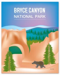 Bryce Canyon National Park Poster, Art, Vertical Utah Print, Skyline, Art Gift, - Style Code E8-O-Bry - thumbnail 1