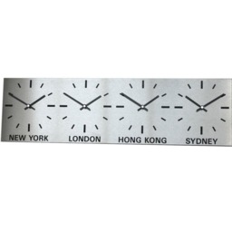Brushed Stainless Steel Time Zone World Wall Clocks - thumbnail 3