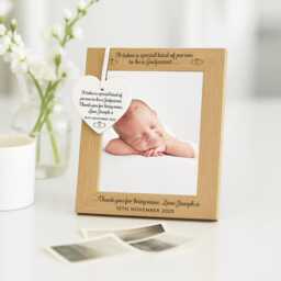Godparents Photo Frame Gift - Godparent Christening/Baptism With Personalised Engraving, Various Sizes & Colour