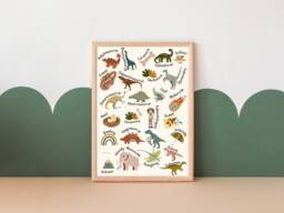 Kids Dinosaur Alphabet Print. Perfect Gender Neutral Wall Art For A Playroom, Nursery Or Child's Room - Print Only - thumbnail 1