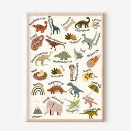 Kids Dinosaur Alphabet Print. Perfect Gender Neutral Wall Art For A Playroom, Nursery Or Child's Room - Print Only - thumbnail 2