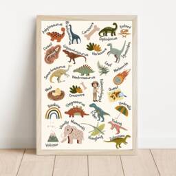 Kids Dinosaur Alphabet Print. Perfect Gender Neutral Wall Art For A Playroom, Nursery Or Child's Room - Print Only - thumbnail 3