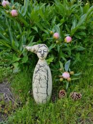 Garden Fairy Ceramics Handmade Unique - Frost-Proof, Garden Plug Figure, Feendeko 30 cm, Hair Left