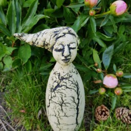 Garden Fairy Ceramics Handmade Unique - Frost-Proof, Garden Plug Figure, Feendeko 30 cm, Hair Left - thumbnail 3