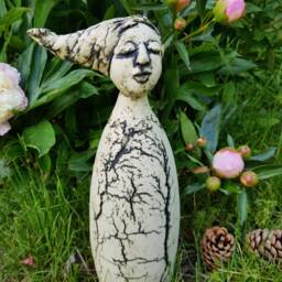 Garden Fairy Ceramics Handmade Unique - Frost-Proof, Garden Plug Figure, Feendeko 30 cm, Hair Left - thumbnail 2