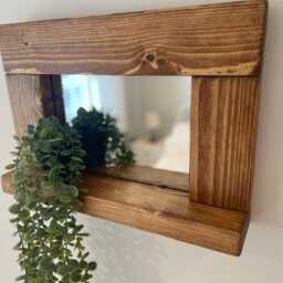 Dark Oak Waxed Rustic Chunky Frame Mirror - Handmade UK - thumbnail 4