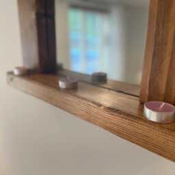 Dark Oak Waxed Rustic Chunky Frame Mirror - Handmade UK - thumbnail 2