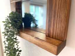 Dark Oak Waxed Rustic Chunky Frame Mirror - Handmade UK - thumbnail 1