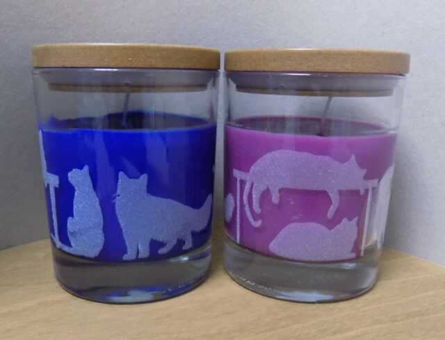 Engraved Cat Candle Jar. Use As A Drinking Glass Or Storage Jar After Use Choice Of Two Colours - image 1