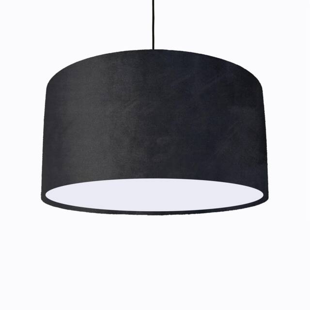 Black Lampshade in Velvet With White Lining - image 1