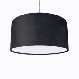 Black Lampshade in Velvet With White Lining