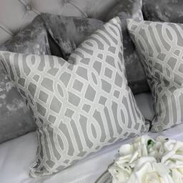 Navajo Luxury Textured, Geometric Silver - Grey Cushion Cover, Pillow Throw For Sofa Bed Or Throw. Designer Fabric - thumbnail 4
